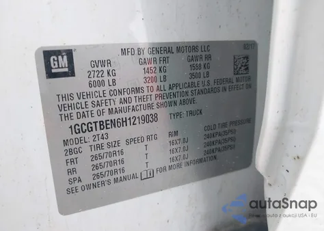 2017 Chevrolet Colorado Wt from USA, damaged, VIN 1GCGTBEN6H1219038